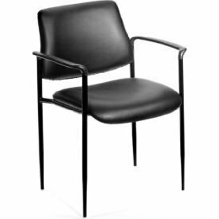 BOSS OFFICE PRODUCTS Boss Stacking Guest Chair with Arms - Vinyl - Mid Back - Black B9503-CS